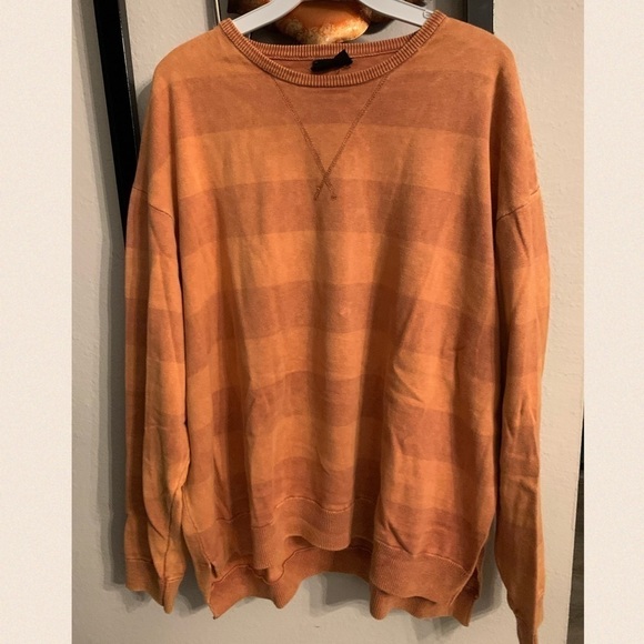 Brick LS V-Stitched Neck Striped Sweatshirt - Picture 5 of 9